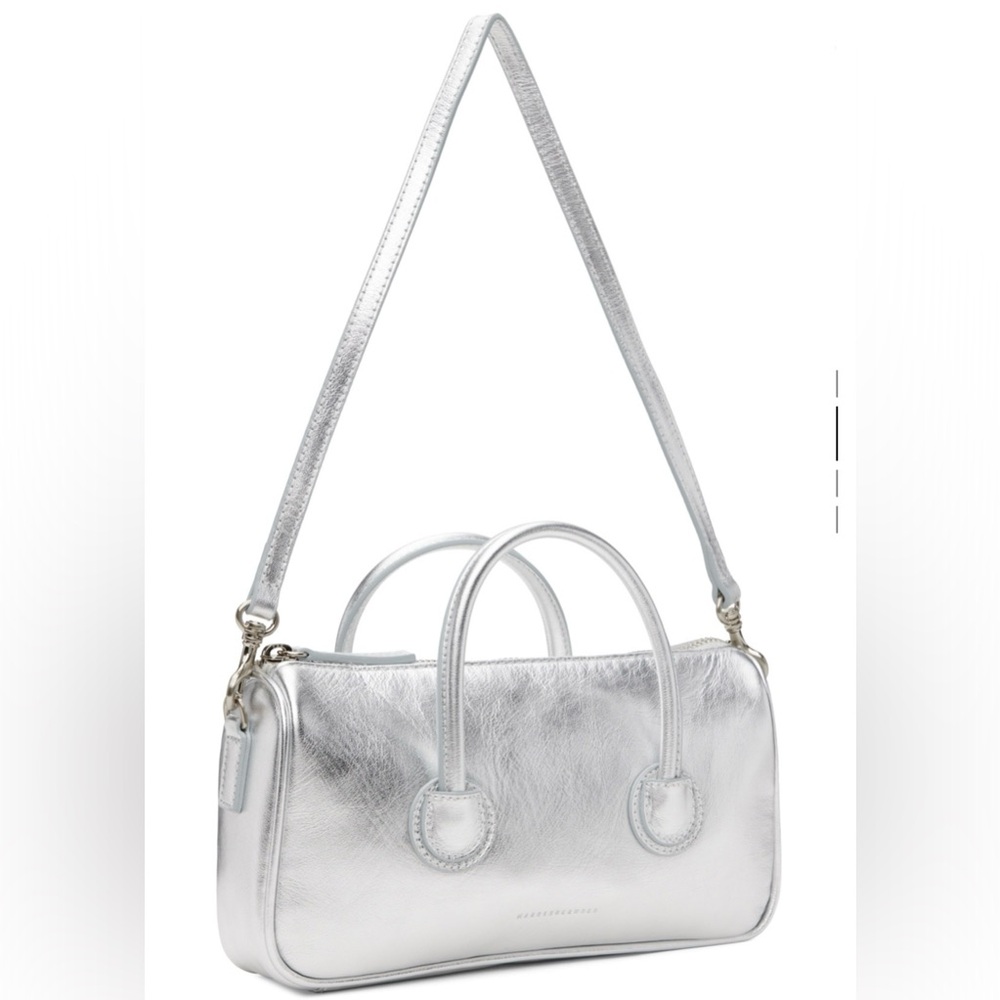 NWOT Margesherwood Silver Zipper Small Crinkle Bag